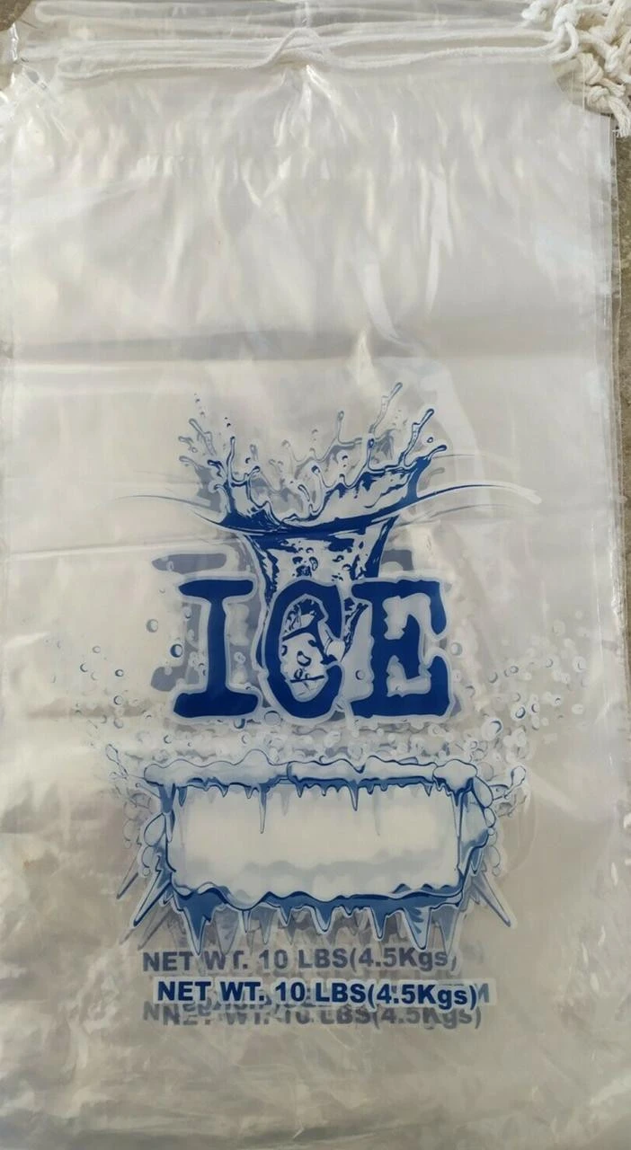GENERIC 10 LB LBS 1.5 Mil Plastic Commercial Ice Bag Bags With Cotton Drawstring 100 PCs - Image 2