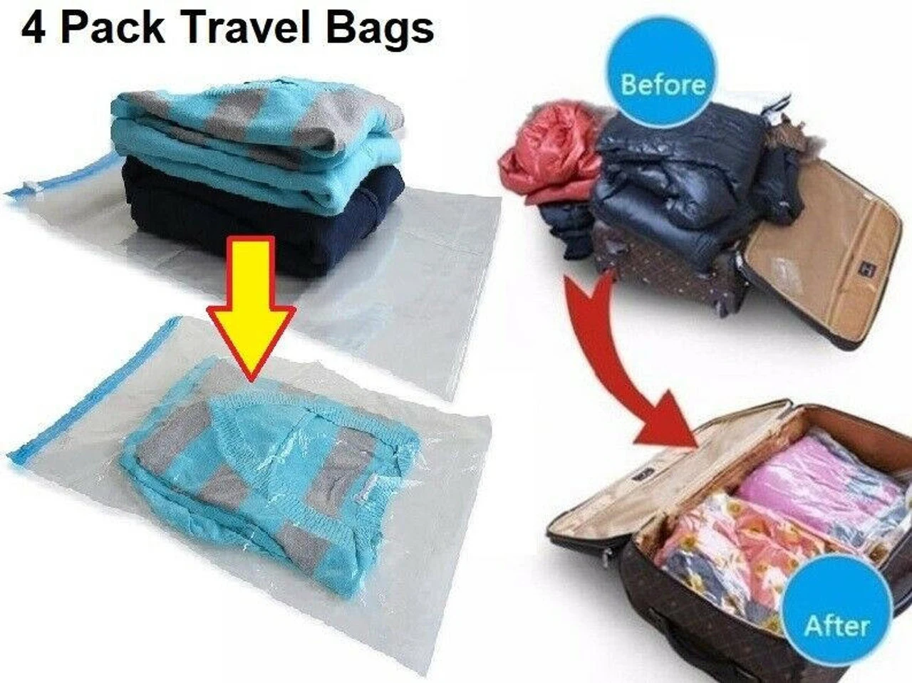 13 PACK : 9 Large XL Vacuum Seal Space Saver Storage Bags + Bonus 4 Travel Bags - Image 4