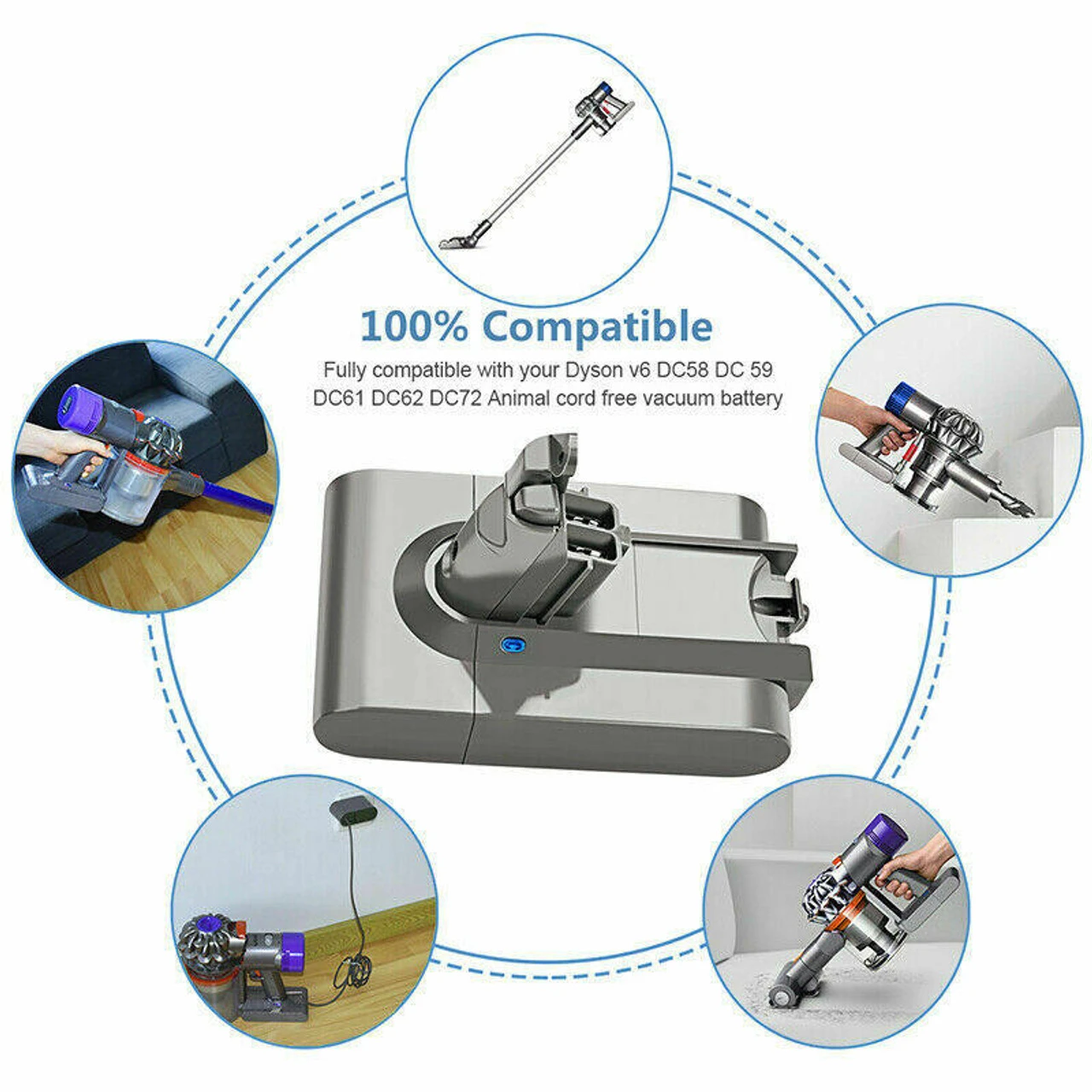 21.6V Battery For Dyson V6 SV03 SV04 DC58 DC59 DC61 DC62 Animal Handheld Vacuum - Image 5