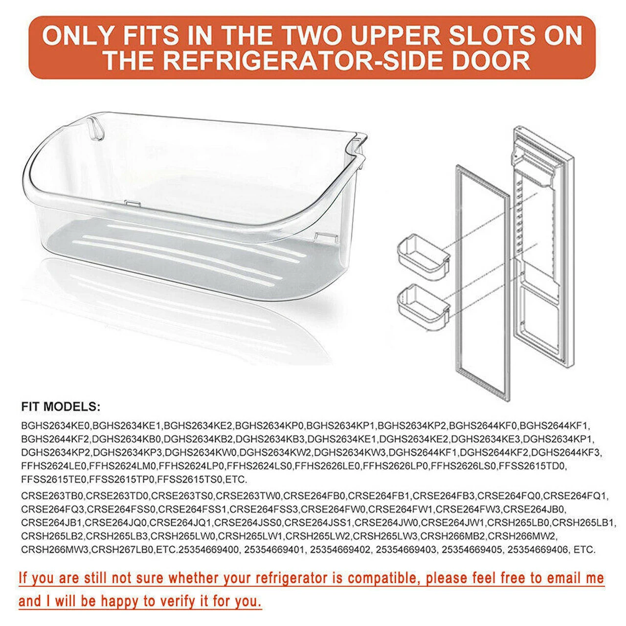 240356402 Refrigerator Door Bin AP2549958 Side Shelf Replacement Fit Frigidaire - Image 2