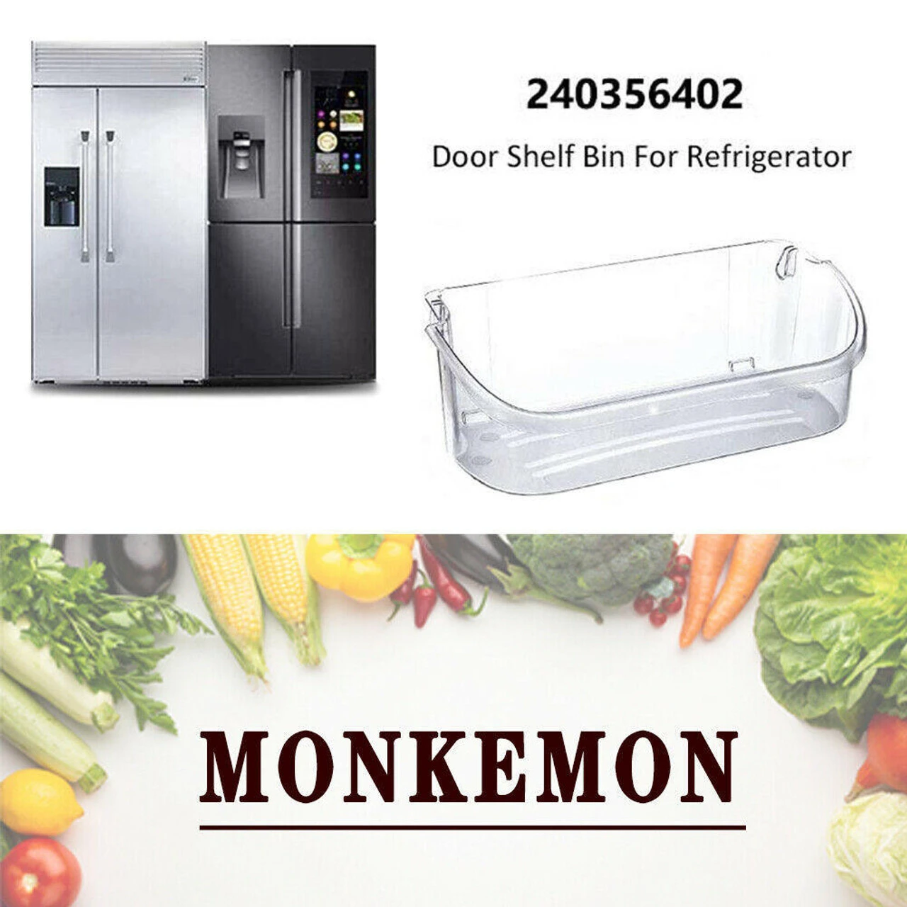 240356402 Refrigerator Door Bin AP2549958 Side Shelf Replacement Fit Frigidaire - Image 3