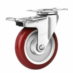 4 Pack 5 Inches Caster Wheels Locking Casters With Brake Swivel Plate Castors