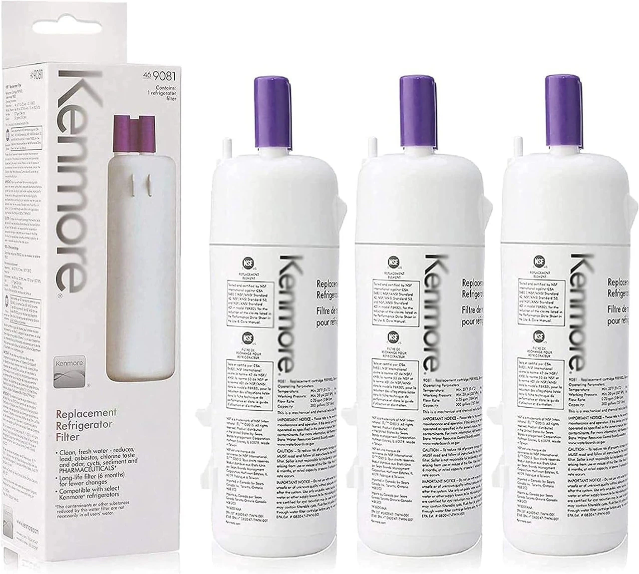 (3pk) Kenmore 46-9081, 46-9930 Compatible With Everydrop EDR1RXD1, Whirlpool Filter 1, W10295370A, EDR1RXD1B, P8RFWB2L, P4RFWB Refrigerator Water Filter - Image 2