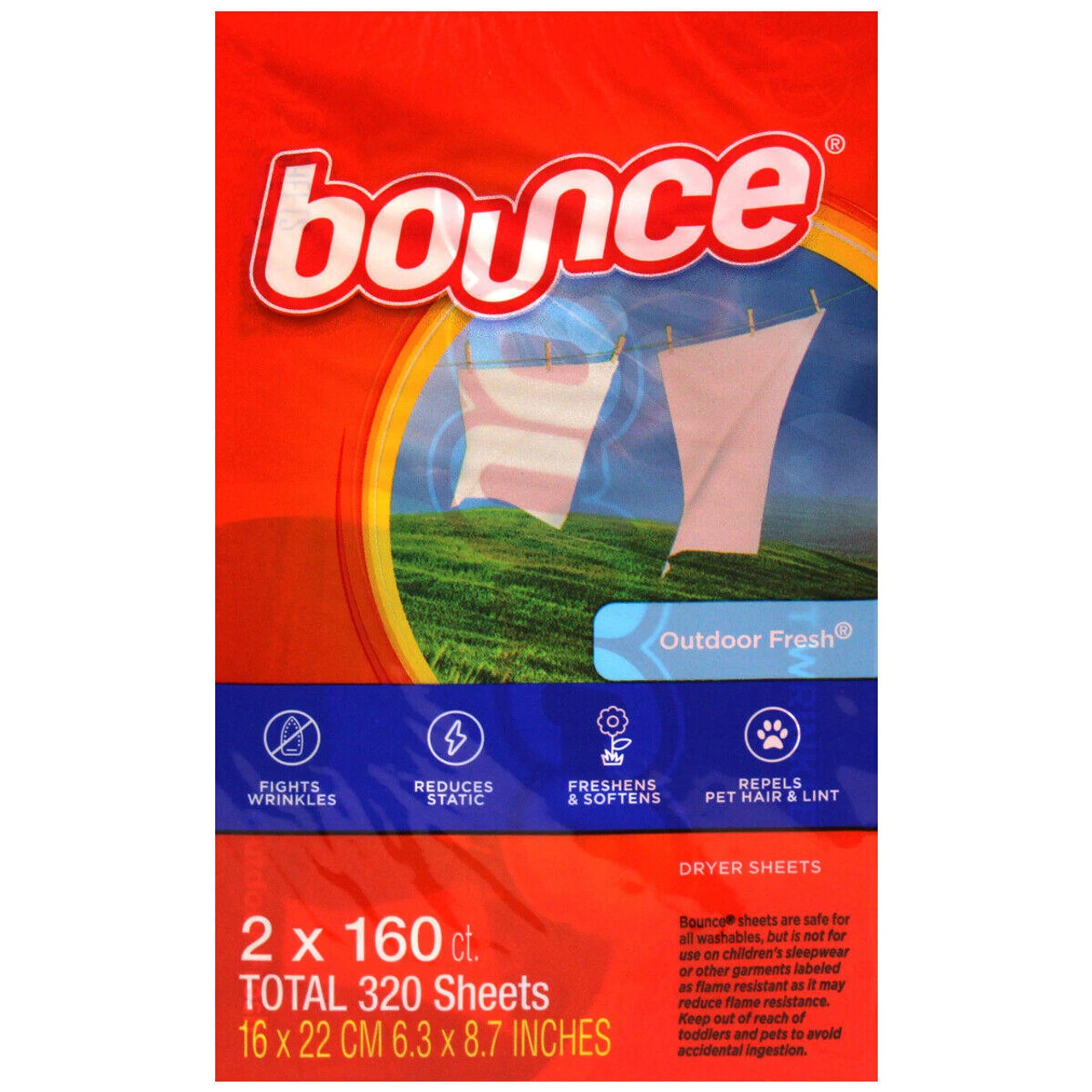 Bounce Fabric Softener Dryer Sheet Outdoor Fresh (2 X 160 Ct.) - Image 2