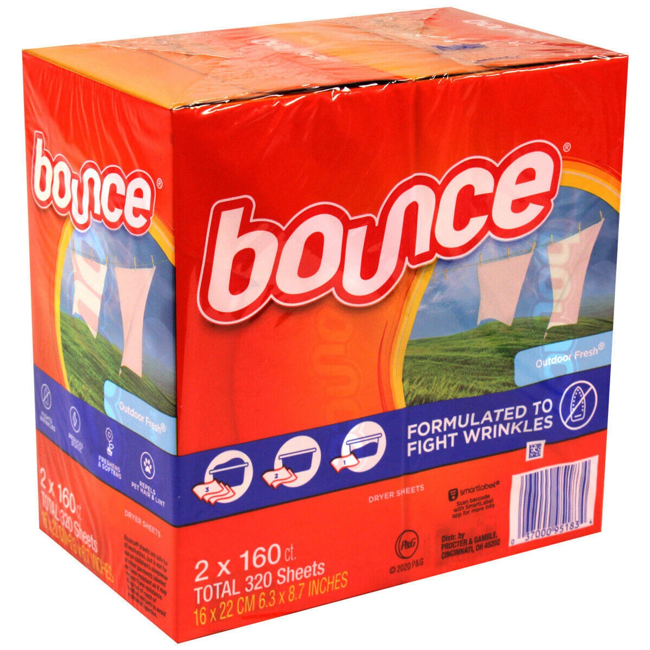 Bounce Fabric Softener Dryer Sheet Outdoor Fresh (2 X 160 Ct.) - Image 3