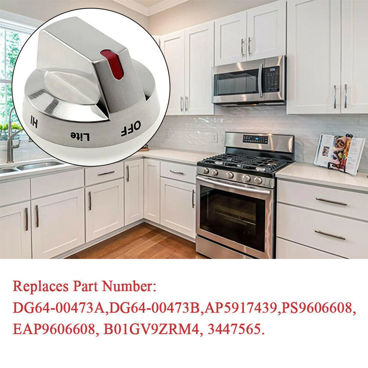 DG64-00473A Top Burner Control Dial Knob With Reinforced Ring Samsung Range - Image 3