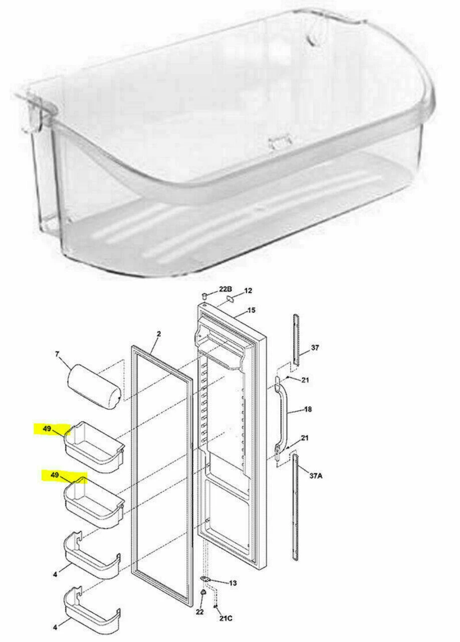 Door Upper Bin Shelf Frigidaire FFSS2615TE0 FFSS2615TS0 FGHS2631PF4A LGUS2642LF2 - Image 2