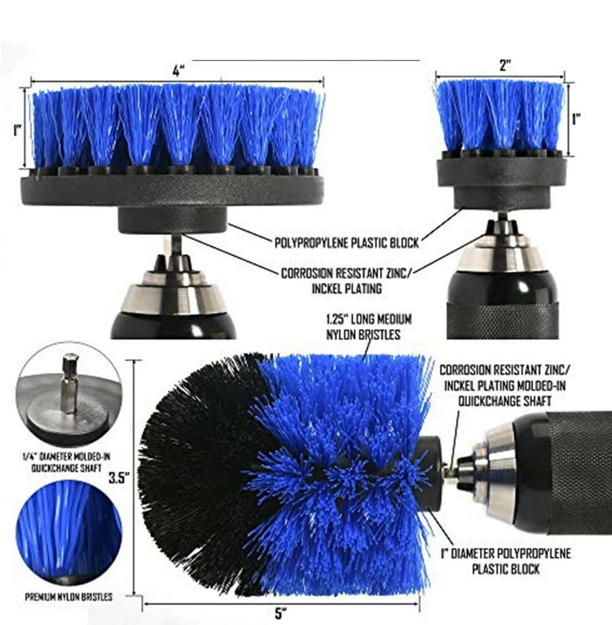 GENERIC Drill Brushes Set 3Pcs Tile Grout Power Scrubber Cleaner Spin Tub Shower Wall