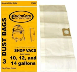 EnviroCare Vacuum Dust Bags For Shop Vac 10, 12, & 14 Gallon Tanks - 3 Pack