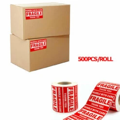 GENERIC Fragile Stickers 1 Roll 500 2x3 Fragile Label Sticker Handle With Care Mailing