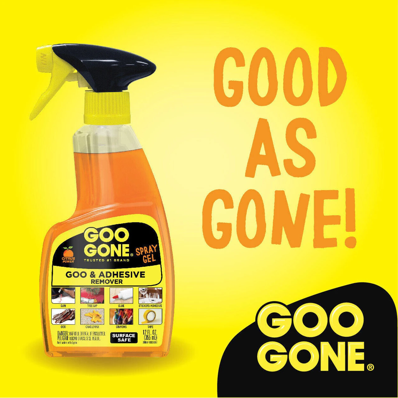 Goo Gone Remover Spray Gel 12 Oz Fresh Citrus Scent, Remove Sticky Greasy Messes - Image 2