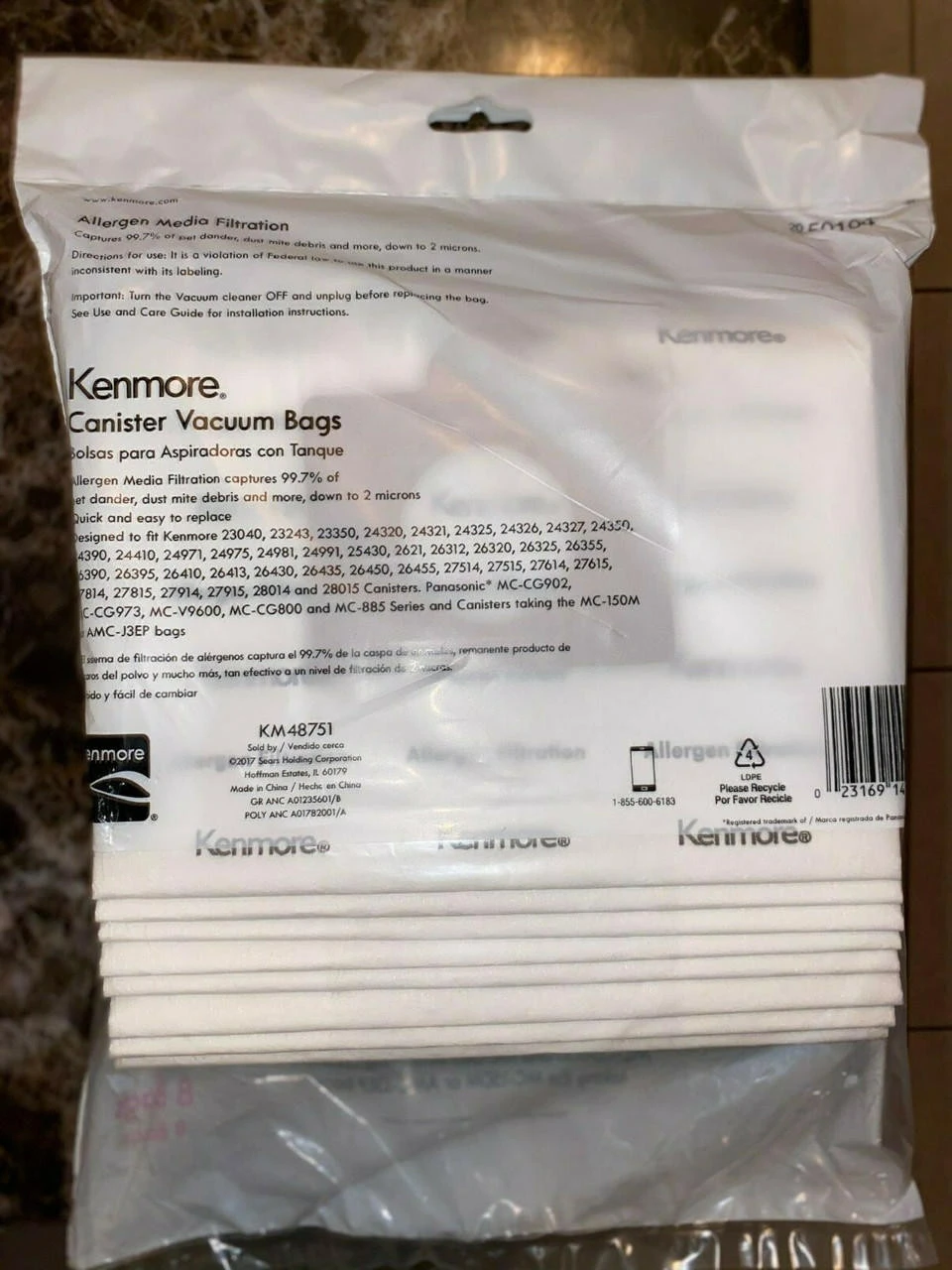 Kenmore 50104 8 Pack Style C/Q Canister Vacuum Bags - Image 2