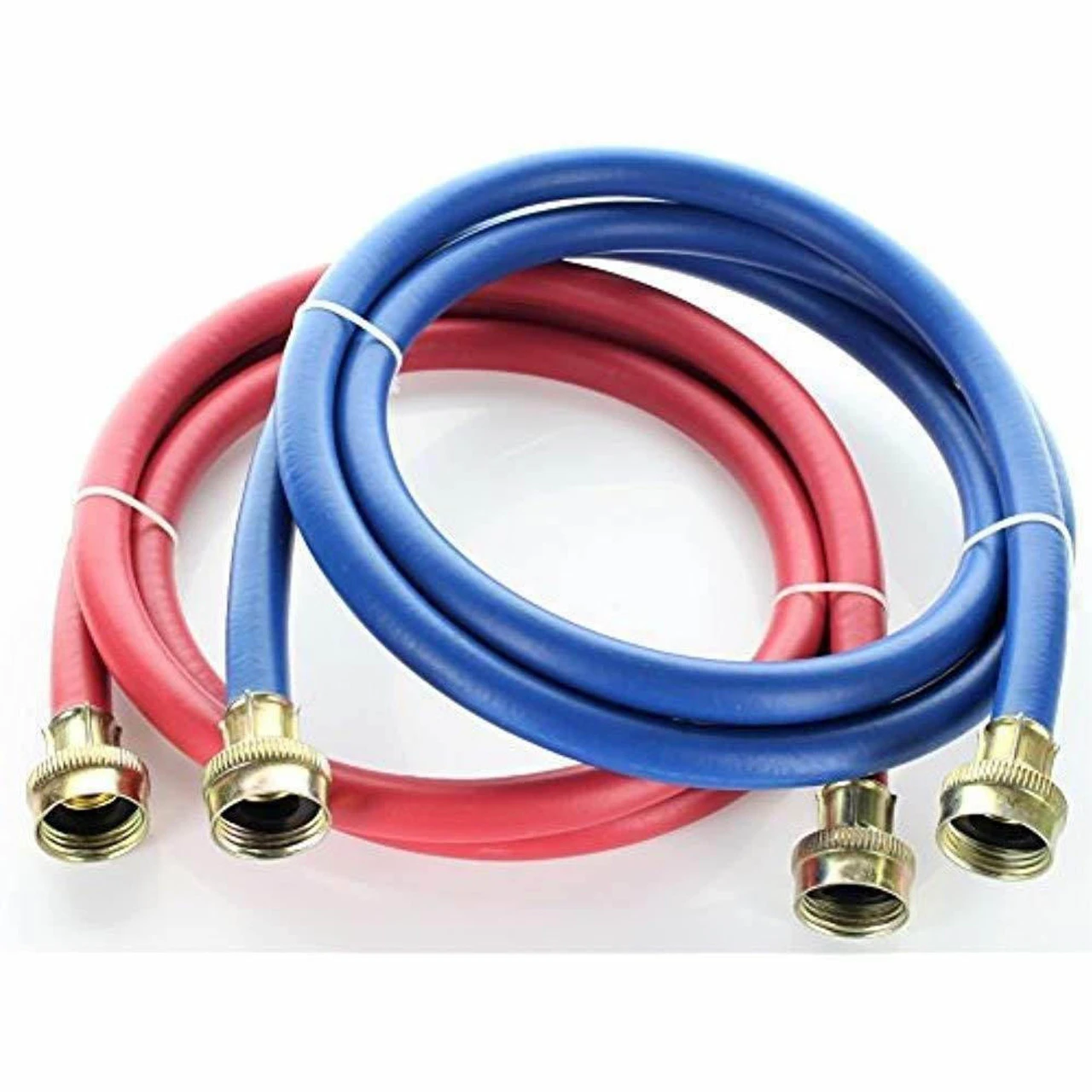Rubber Washing Machine Hoses, 6 Foot Long (2 Pack) - Color Coded - Kelaro