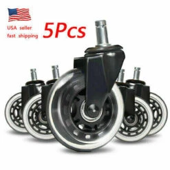 Set Of 5 Office Chair Caster Rubber Swivel Wheels Replacement Heavy Duty 3 Inch