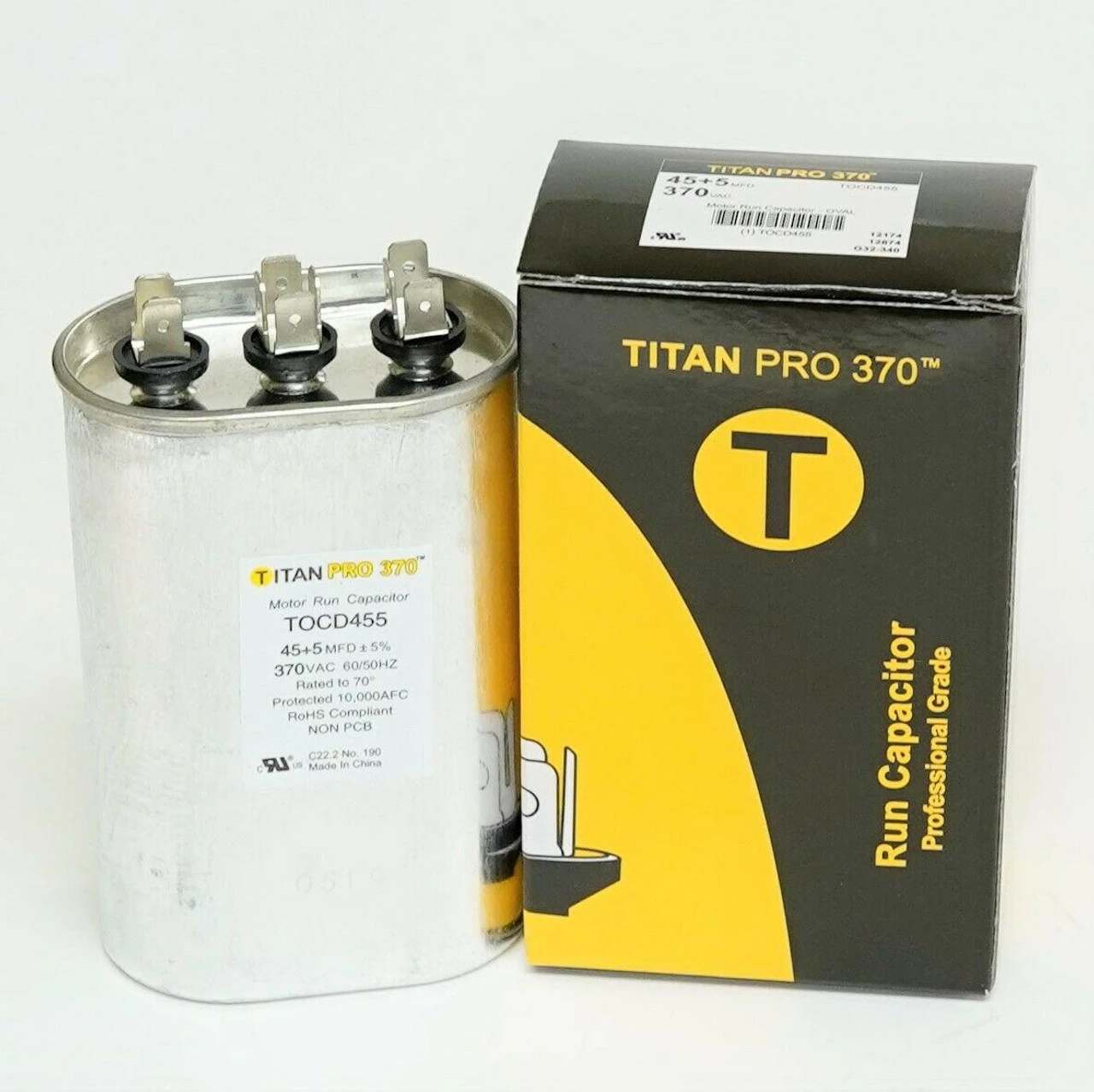 TitanPro TOCD455 HVAC Oval Dual Motor Run Capacitor. 45/5 MFD/UF 370 Volts - Image 2