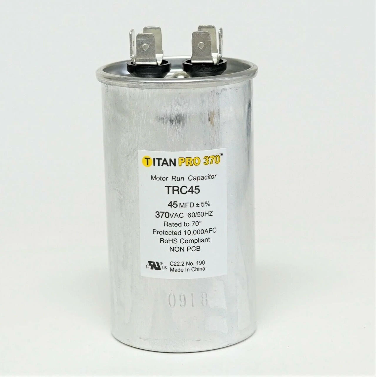 TitanPro TRC45 HVAC Round Motor Run Capacitor. 45 MFD/UF 370 Volts