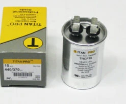 TitanPro TRCF15 HVAC Round Motor Run Capacitor. 15 MFD/UF 440/370 Volts