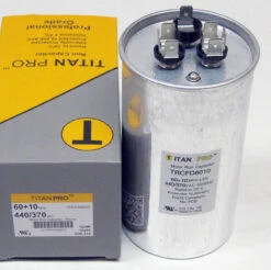 TitanPro TRCFD6010 HVAC Round Dual Motor Run Capacitor. 60/10 MFD/UF440/370 Volt